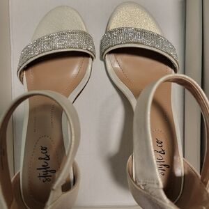 2 inch pearl white/silver heels
